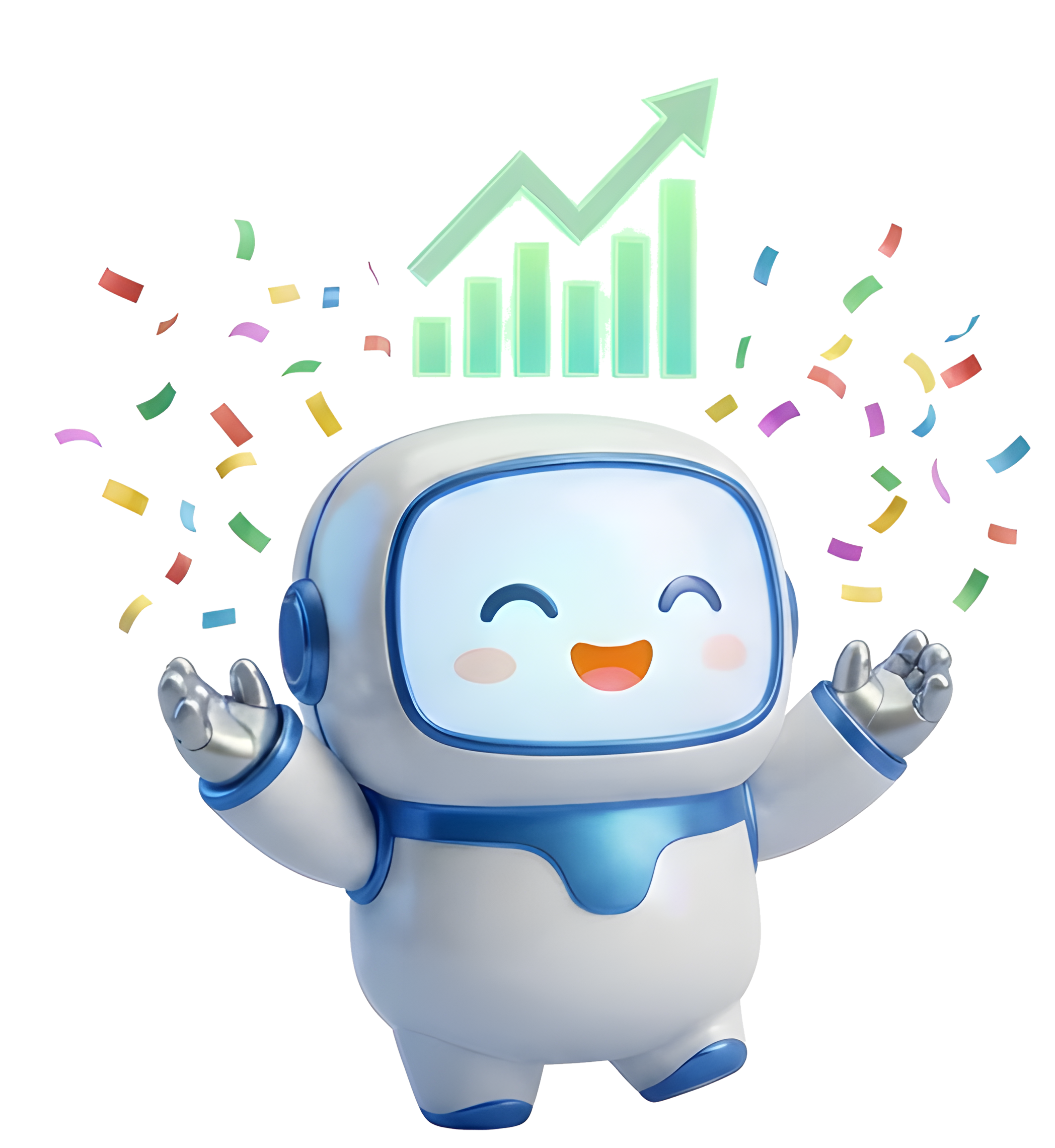 Reco the AI Commerce Copilot mascot celebrating rising revenue